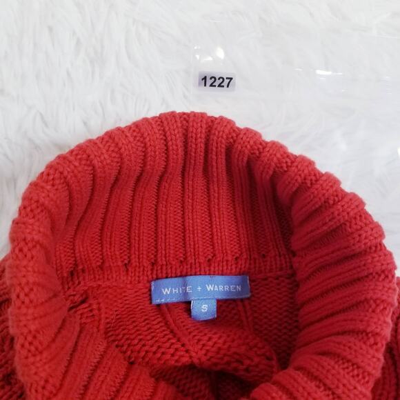 White + Warren 100% Cotton Ribbed Cable Knit Sweater Turtle Neck - Picture 3 of 9